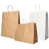 Papstar Papier-Tragetasche, 250 x 260 x 170 mm, braun aus Kraftpapier, 70 g/qm, Tragkraft: 5 kg, mit Tragek