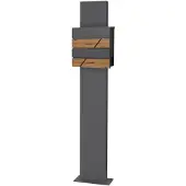 ML-Design Staande brievenbus met krantenvak 37x36,5x11 cm antraciet/houtlook van staal ML design, modern horizontaal ontwerp, stahoogte 120/170 cm antraciet