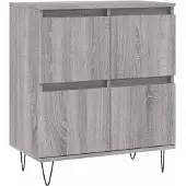 vidaXL Dressoir 60x35x70 cm bewerkt hout grijs sonoma eikenkleurig