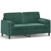 vidaXL Tweezitsbank met sierkussens 140 cm fluweel donkergroen