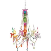 Kare Kroonluchter Starlight Rainbow, dimbaar, multicolor, Woon-/ Eetkamer, metaal, kroonluchter