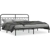 vidaXL Bedframe met hoofdbord metaal zwart 200x200 cm