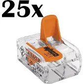 Wago lasklem 2-voudig 221-412 | 25 stuks | Met hendeltjes | Snel en Veilig | Oranje
