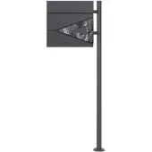 ML-Design Staande brievenbus met krantenvak 37x36,5x11 cm antraciet/zwart marmerlook gemaakt van staal ML design, modern driehoekig ontwerp, stahoogte 120 cm antraciet
