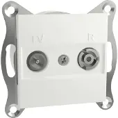 Schneider Electric TV-R outlet, IEC male+female, zonder frame, WIT, ASFORA
