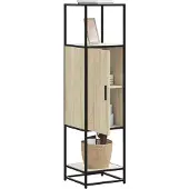 vidaXL Hoge kast 35,5x35x139 cm bewerkt hout en metaal sonoma eiken