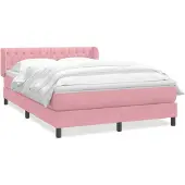 vidaXL Boxspring met matras fluweel roze 160x210 cm