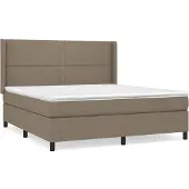 vidaXL Boxspring met matras stof taupe 180x200 cm