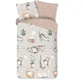 Good Morning Kinder Dekbedovertrek Katoen Renforcé Catlife - grey 140x200/220cm