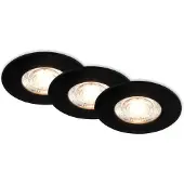 Briloner LED plafondinbouwspot Kulana Mini IP44 per 3 zwart, zwart, Woon-/ Eetkamer, Kunststof, Modern