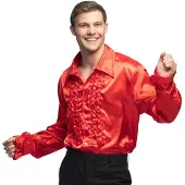 Boland Rode Rouche Overhemd Voor Heren 2xl - Carnavalsblouses