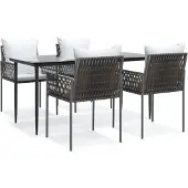 vidaXL 5-delige Tuinset met kussens poly rattan en staal
