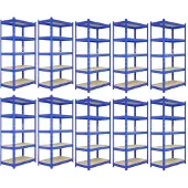 MonsterShop Monster rekken 10 x blauwe rekken eenheid 5 Tier Garage opslag magazijn rekken 120 x 45 x 180cm