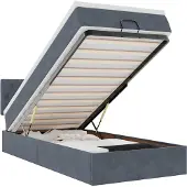 vidaXL Ottoman bed met matras en LED's 100x200 cm fluweel donkergrijs