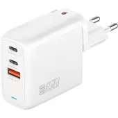 4smarts Ladegerecht GaN Flex 65W met 2 USB-C-poorten en 1 USB-A-poort. Wit