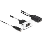 DeLOCK Easy 45 HDMI 4K 60 Hz Module with DC feed 2.1 x 5.5 mm and pigtail,22.5 x 45 mm