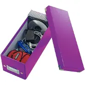 Leitz WOW Click & Store Opbergdoos met Deksel voor CD's - Kartonnen Sorteerdoos voor Spullen - 84% Gerecycled Karton - 14.3 x 35.2 Cm (BxD) - Ideaal voor Thuiswerkplek - Paars
