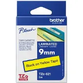 Brother Tape TZe-621 Zwart op geel (9 mm)