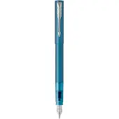 Parker Vector XL vulpen | metallic groenblauwe lak op messing met chroom detail | medium penpunt met blauwe inkt navulling | cadeauverpakking