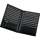 Juscha Kaartopslag, Visitekaart/creditcard etui, leer, zwart met 18 visitekaart/creditcard compartimenten, twee E