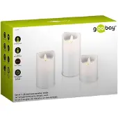 Wentronic Set of 3 LED Real Wax Candles, White