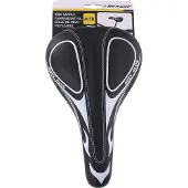 Dunlop Mountainbike Zadel - Fietszadel - MTB Zadel van Kunstleer - Incl. Zadelstrop - Foam Vulling - 27 x 16,5 x 9,6 CM - Zwart/Wit