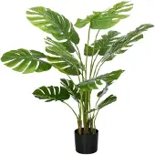 4Goodz Homcom kunstplant monstera 120 cm kunstplant met pot en mos