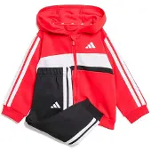 Adidas Trainingspak 'ESSENTIALS TIBERIO 3 STRIPES FLEECE' knalrood / zwart / wit