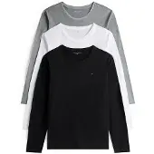 Tommy Hilfiger 3-pack Ls Tee White/black/grey Heather Maat: XS | Longsleeves Outlet | Heren | Wit