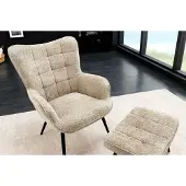 Invicta Moderne fauteuil SCANDINAVIA champagne grijs Boucle met armleuningen - 44022