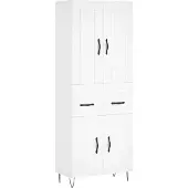 vidaXL Hoge kast 69,5x34x180 cm bewerkt hout wit