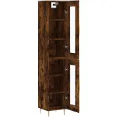 vidaXL Hoge kast 34,5x34x180 cm bewerkt hout gerookt eikenkleurig