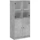 vidaXL Hoge kast met deuren 68x37x142 cm bewerkt hout betongrijs
