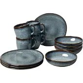 Villeroy & Boch Serviesset Lave - Grijs - 12-delig / 4 personen