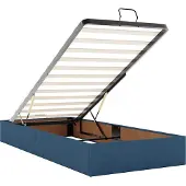 vidaXL Ottoman bed met matrassen en LED's 200x200cm stof blauw