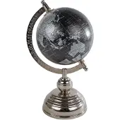 Coppens Wereldbol World zwart/zilver hout/metaal 11x12x25cm |