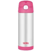 Thermos Kinder RVS met Rietje - Roze, 470ml