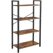 Leobert Boekenkast / wandkast - 4 niveaus - hoogte 120 cm - Boekenplank - zwart met bruin - LLS60BX