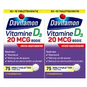 Davitamon 2x Vitamine D3 20mcg Hoog Gedoseerd 75 Smelttabletten