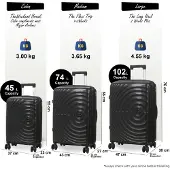 Infinity Leather Uitbreidbare zwarte koffer met harde schaal en 8 wielen