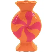 Housevitamin Bloemenvaas- Toffee snoepje- Keramiek- Roze/ Oranje- 12x6,5x20cm