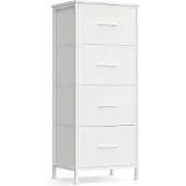 Songmics Nachtkastje met stoffen laden – 95,2 cm – Wolkenwit/Sneeuwwit