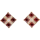Gaya Oorbellen rose-goud / donkerrood / wit