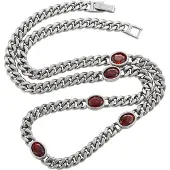 NAEMI Ketting rood / zilver