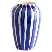 Val Pottery Foolish Funky Flower vaas XL H25cm blauwe streep