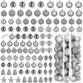 Springos Kerstballen | 100 Stuks | Zilver Tinten | Onbreekbaar