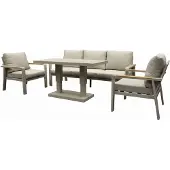 AVH-Collectie Lola stoel bank dining loungeset 4 delig verstelbare tafel latte zand