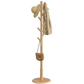 Vasagle Kapstokboom van rubberhout met haken, Naturel