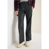 Cecil Dames Broek met gecoate Wide Legs - Zwart - XXL