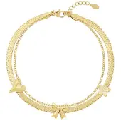 Yehwang Goudlief Bedel - Armband - Hart - Strik - Bloem - Goud - Verkleurt niet - Cadeau - Goudlief.nl